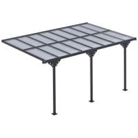 Outdoor Patio Wall-mounted 4.35 X 3 (M) Gazebo Pergola, Aluminum Post, PC Roof