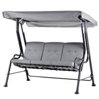 Outdoor 3-person Garden Metal Padded Porch Swing Chair Bench w/Canopy Grey