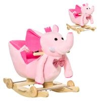 New Plush Rocking Horse for Children Ride on Toy w/Wooden Wheels Songs Handle330-067