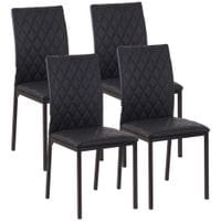 Modern Dining Chairs Faux Leather Accent Chairs for Kitchen, Set of 4, Black