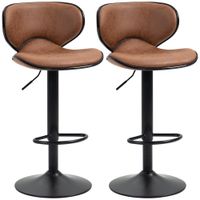 Vintage Bar Stool Set of 2 Microfiber Cloth Adjustable Height Armless Chairs835-356V71BN