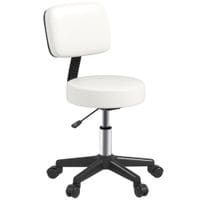 Beautician's Adjustable Swivel Salon Chair w/Padded Seat Back 5 Wheels White