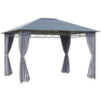Hardtop Gazebo Garden Pavilion for Party with Polycarbonate Roof and Curtains84C-212V01