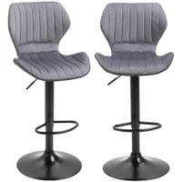 Bar Stool Set of 2 Velvet-Touch Adjustable Height Swivel Chairs Footrest