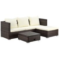 Rattan Garden Furniture Sofa Patio Conservatory Wicker w/Cushion 4-Seater860-091V70BN