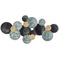 3D Metal Wall Art Modern Circle Hanging Wall Sculpture Blue Gold Home Decor