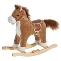Kids Plush Ride on Rocking Horse with Realistic Sound Music Handle Grip330-109BN