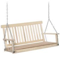 Outdoor 2 Seater Wooden Swing Chair Bench Hammock Loveseat w/Hanging Chain