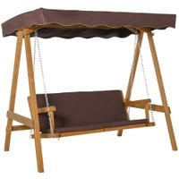 Outdoor Swing Chair 3-Seater W/Adjustable Canopy Cushioned Hammock Patio Garden