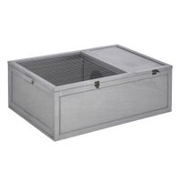 94 cm Wood Indoor Outdoor Reptile Pet Tortoise House with Two Room DesignD40-011GY