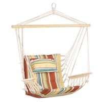 Hanging Hammock Chair Thick Rope Frame Safe Wide Seat Indoor Outdoor Stripe