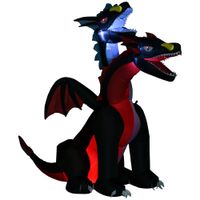 7FT Tall Halloween Inflatable Dragon with 2 Heads LED Lights Blow Up Decoration
