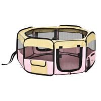 Fabric Pet Dog Cat Puppy Playpen Rabbit Guinea PIG Play Pen In Pink Small