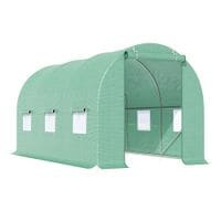 Walk-In Tunnel-Style Green House W/Roll-Up Front Entrance & Six Side Windows