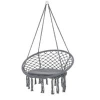 Cotton-Polyester Blend Macrame Hanging Chair Swing Hammock with Backrest Grey