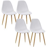 Dining Chairs Set of 4 Modern Armless Accent Chair w/Back for Kitchen, White