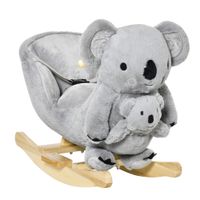 Kids Plush Ride-On Rocking Horse Koala-Shaped Toy Rocker W/Gloved Doll Grey