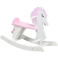 Kids Rocking Horse Ride-On Toy W/Handlebar, Foot Pedal - Pink