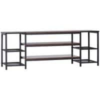 Industrial TV Stand Cabinet with Storage Shelves Living Room, Brown and Black