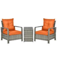 3 Pcs PE Rattan Garden Seating Set w/2 Padded Chair Storage Table860-111V71OG