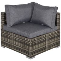 Garden Outdoor Rattan Corner Sofa, Single Sofa, Coffee Table Grey/Deep Grey860-137CG
