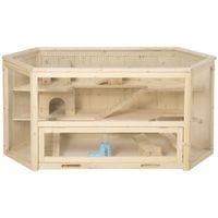 3 Tier Wooden Hamster Cage Gerbil Play Centre w/Sliding Tray Seesaws Ramps