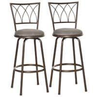 Set of 2 Bar Chairs Swivel Upholstered Metal Frame Barstools with Footrest
