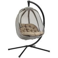 Hanging Egg Chair Folded Swing Hammock w/Cushion Stand for Indoor Outdoor84A-207V70