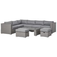 6 PCs PE Rattan Corner Sofa Set Outdoor Conservatory Furniture w/Cushion
