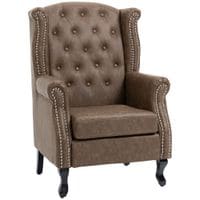 Wingback Armchair Chesterfield-Style High Back Chair Tufted Accent Chair Brown