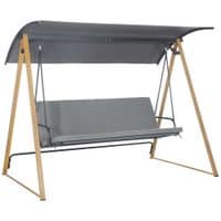 3 Seater Garden Swing Bench Swing Chair FCM Canopy and Cushioned Seat