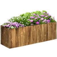Raised Flower Bed Wooden Rectangualr Planter Container Box Large Garden Wood