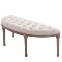 Half-Circle End Bench Ottoman Padded Seat Home Seat Furniture Cream White