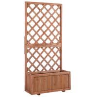 Garden Wooden Pine Trough Planter W/Topped Trellis Climbing Plants, Orange