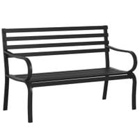 Garden Metal Bench Porch Chair Outdoor Park Loveseat Steel Black Patio Black