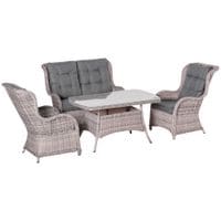 4 Pcs Patio PE Rattan Sofa Set All Hnad Wicker Woven Garden Outdoor Furniture