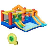 Kids Bouncy Castle with Double Slides Pool Trampoline Climbing Wall W/Blower