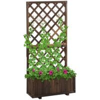 Wooden Flower Planter Stand W/Plant Climbing Trellis Shelf for Garden Outdoor