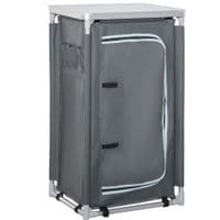 Outdoor Camping Kitchen Cupboard Table Storage Organiser w/3 Shelf Grey