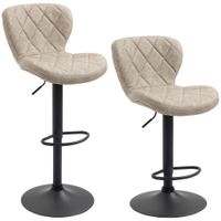 Adjustable Bar Stools Set of 2 Swivel Barstool W/Footrest Gas Lift Light Khaki