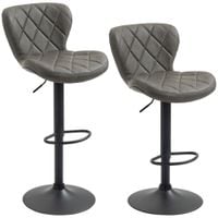 Adjustable Bar Stools Set of 2 Swivel Barstool W/Footrest Gas Lift Dark Grey