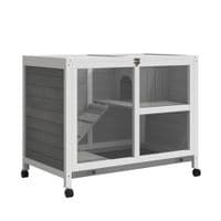 Indoor Rabbit Hutch Guinea PIG House Bunny Cage Openable Roof, Grey