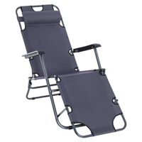 Garden Lounge Single Chair Adjustable Recliner Portable Foldable Outdoor84B-043GY