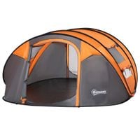 Camping Tent Dome Tent Pop-up Design with 4 Windows for 4-5 Person Orange