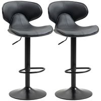 Bar Stools Set of 2 Height Adjustable Swivel Barstool W/Footrest Kitchen Grey
