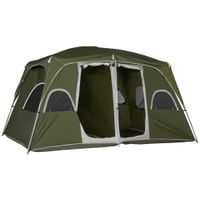4-8 Person Family Camping Tent with 2 Room Mesh Windows Easy Set Up, Green