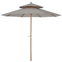 2.7 M Double Tier Garden Parasol Wooden Sun Umbrella Sunshade Grey