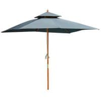 3x3 (M) Wood Square Patio Umbrella Market Parasol Sunshade Canopy Dark Grey