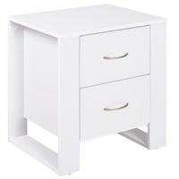 2 Drawer Modern Boxy Bedside Table Nightstand w/Elevated Base Stylish Bedroom831-293WT