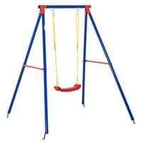 Metal Swing Set W/Adjustable Rope Heavy Duty A-Frame Stand Outdoor Playset
